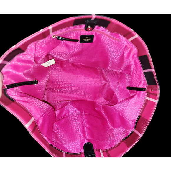 Kate Spade Ellison Avenue Sidney Tote Bag, Plaid Snapdragon Pink and wallet - Picture 4 of 15
